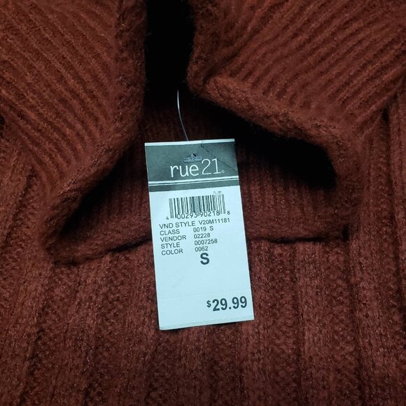 Rue21 Cropped Sweater Womens S Red Long Sleeve Raglan Turtleneck Ribbed Knit New - Picture 10 of 12